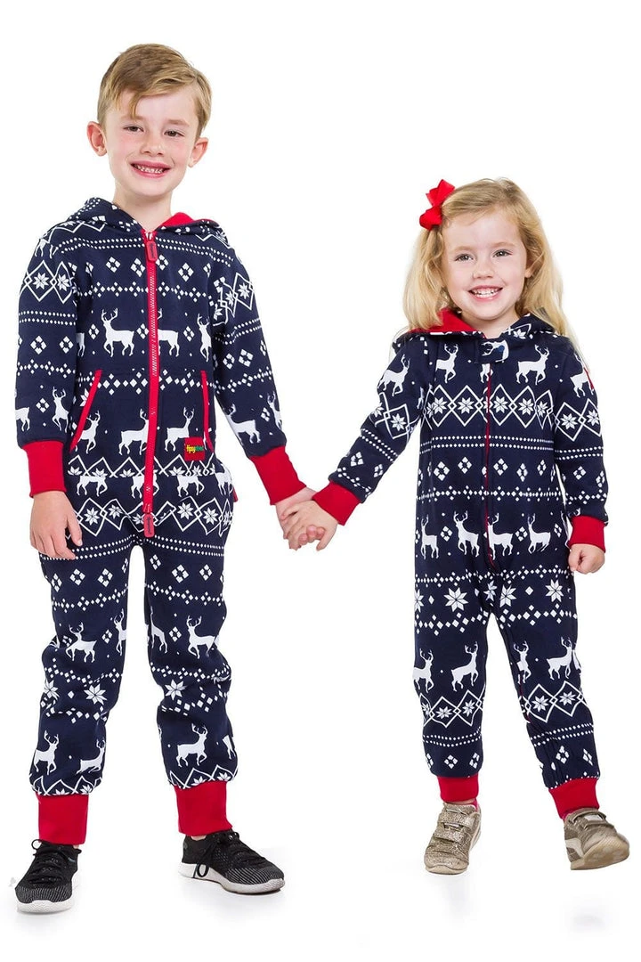 Tipsy Elves Holidays & Occasions Boy's / Girl's Blue Fair Isle Reindeer Jumpsuit 7 Tipsy Elves Holidays & Occasions Boy's / Girl's Blue Fair Isle Reindeer Jumpsuit