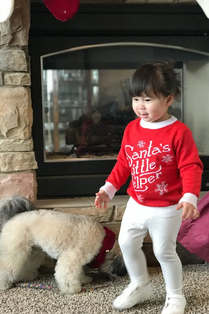 Tipsy Elves Kids & Baby Baby / Toddler Santa's Little Helper Ugly Christmas Sweater 7 Tipsy Elves Kids & Baby Baby / Toddler Santa's Little Helper Ugly Christmas Sweater