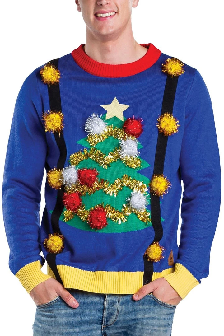 Tipsy Elves Men's Ugly Christmas Tree Sweater With Suspenders 3 Tipsy Elves Men's Ugly Christmas Tree Sweater With Suspenders