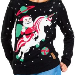 Tipsy Elves Women's Santa Unicorn Ugly Christmas Sweater