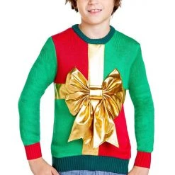 Tipsy Elves Boy's / Girl's Little Present Ugly Christmas Sweater 10 Tipsy Elves Boy's / Girl's Little Present Ugly Christmas Sweater