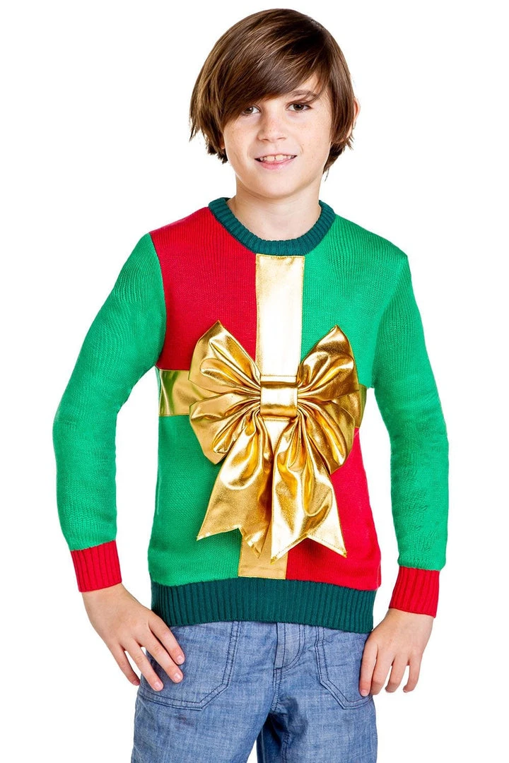 Tipsy Elves Boy's / Girl's Little Present Ugly Christmas Sweater 6 Tipsy Elves Boy's / Girl's Little Present Ugly Christmas Sweater