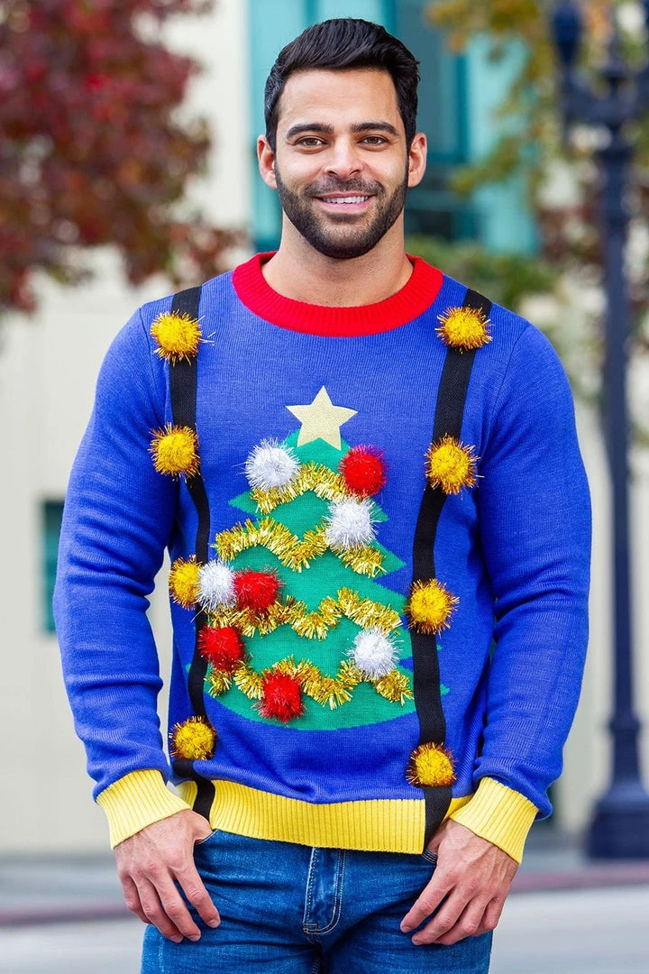 Tipsy Elves Men's Ugly Christmas Tree Sweater With Suspenders 4 Tipsy Elves Men's Ugly Christmas Tree Sweater With Suspenders