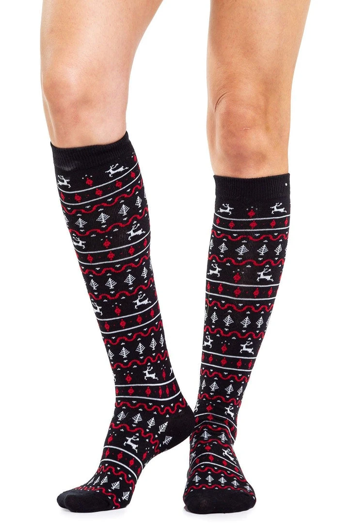 Tipsy Elves Women's Red And Black Fair Isle Socks 4 Tipsy Elves Women's Red And Black Fair Isle Socks