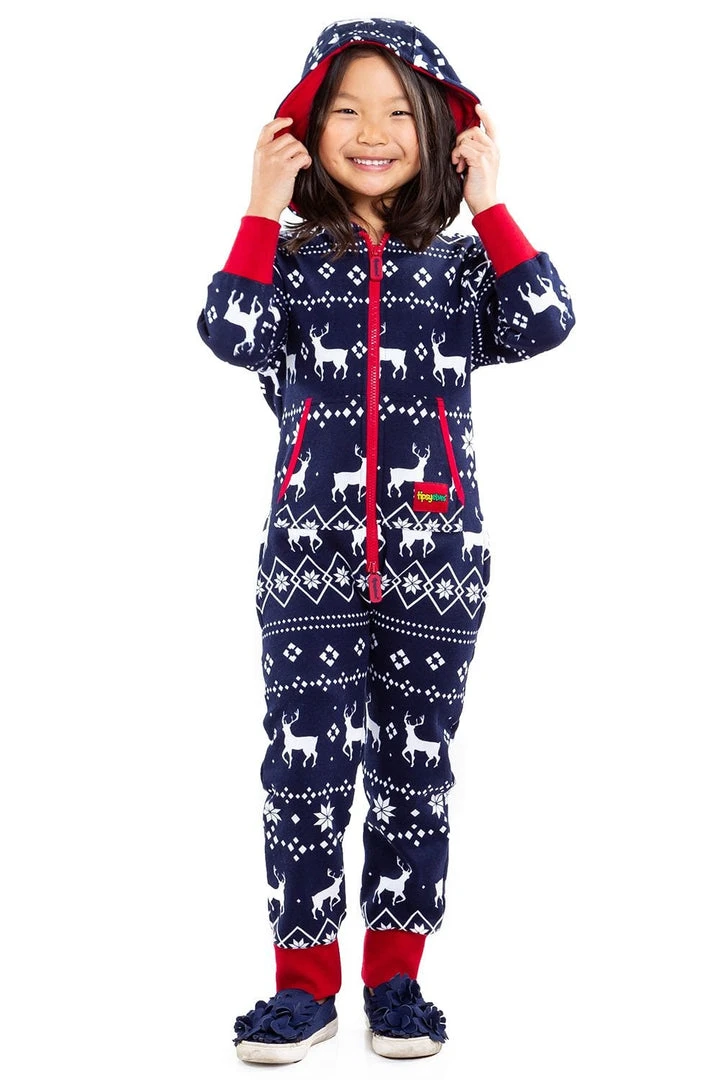 Tipsy Elves Holidays & Occasions Boy's / Girl's Blue Fair Isle Reindeer Jumpsuit 8 Tipsy Elves Holidays & Occasions Boy's / Girl's Blue Fair Isle Reindeer Jumpsuit