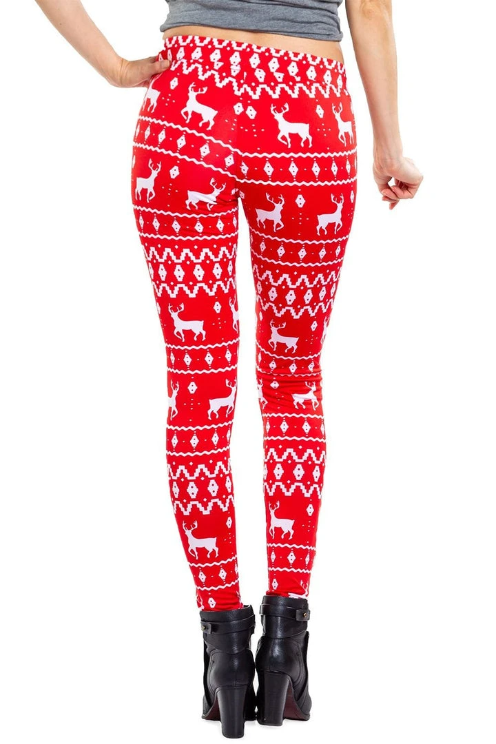 Tipsy Elves Red Reindeer Leggings Women 4 Tipsy Elves Red Reindeer Leggings Women