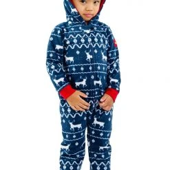 Tipsy Elves Kids & Baby Baby / Toddler Blue Reindeer Jumpsuit