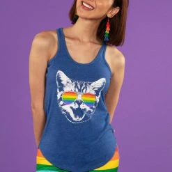 Tipsy Elves Pride Cat Tank Top (Blue) - Women's Cut
