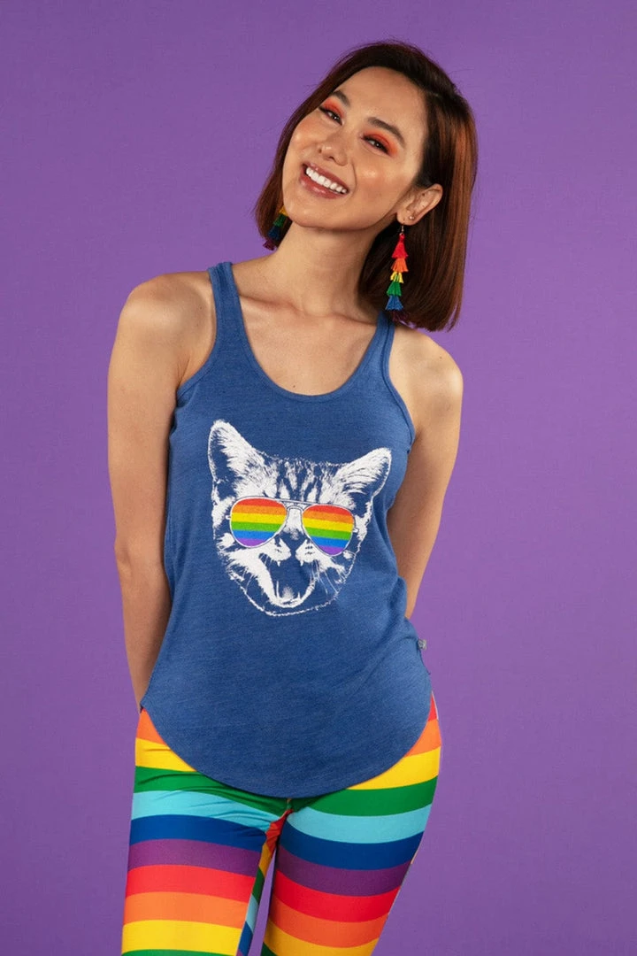 Tipsy Elves Pride Cat Tank Top (Blue) - Women's Cut 3 Tipsy Elves Pride Cat Tank Top (Blue) - Women's Cut