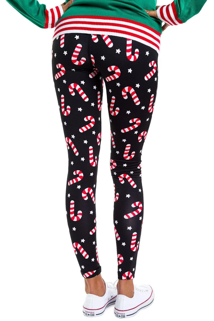 Tipsy Elves Women Candy Cane Leggings 4 Tipsy Elves Women Candy Cane Leggings