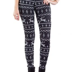Tipsy Elves Women Black Reindeer Leggings 9 Tipsy Elves Women Black Reindeer Leggings