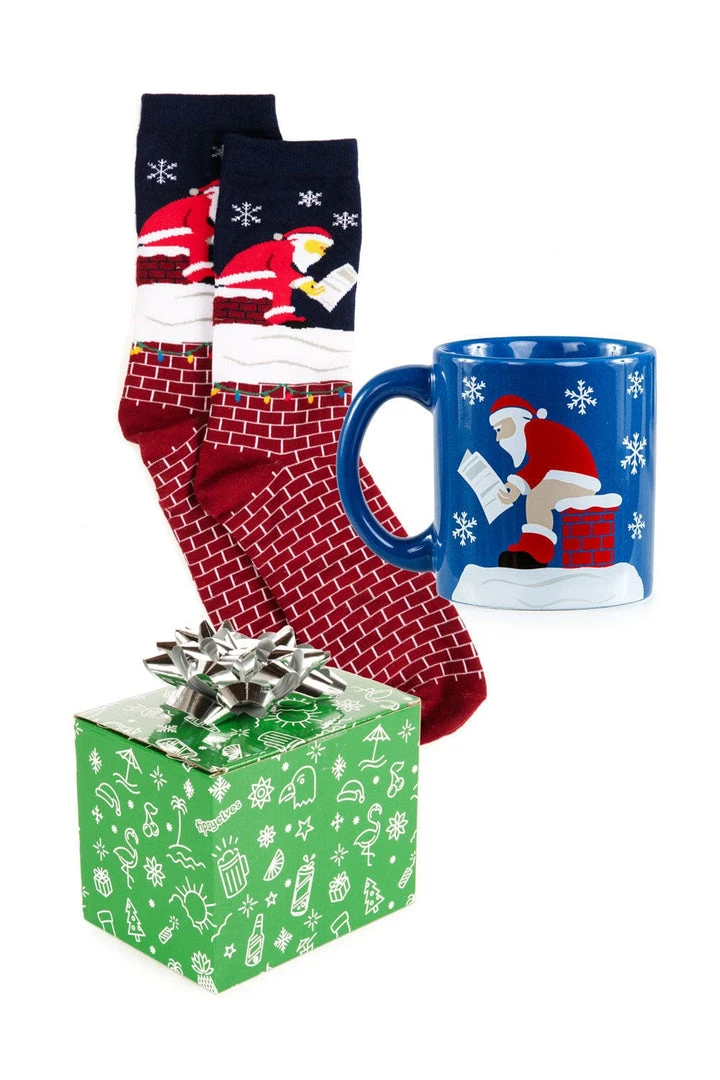 Tipsy Elves Santa Pooping In Chimney Mug & Socks Gift Set 3 Tipsy Elves Santa Pooping In Chimney Mug & Socks Gift Set