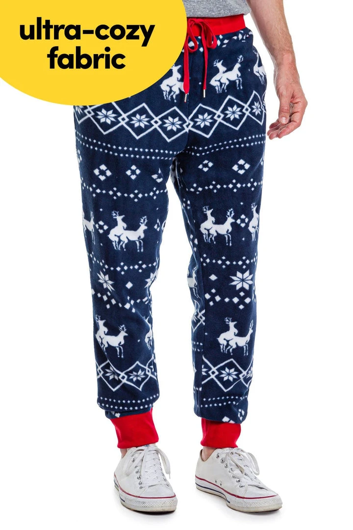 Tipsy Elves Men's Blue Reindeer Climax Jogger Sweatpants 3 Tipsy Elves Men's Blue Reindeer Climax Jogger Sweatpants