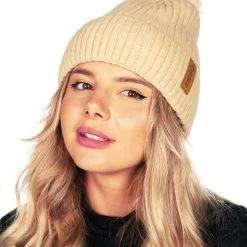 Tipsy Elves Holidays & Occasions Cream Beanie With Pom