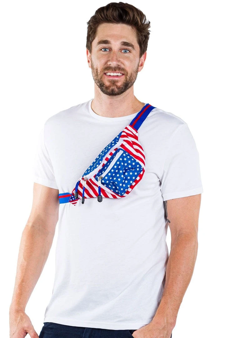 Tipsy Elves Freedom Fanny Pack W/ Drink Holder Patriotic 6 Tipsy Elves Freedom Fanny Pack W/ Drink Holder Patriotic