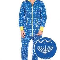 Tipsy Elves Men's Blue Hanukkah Jumpsuit