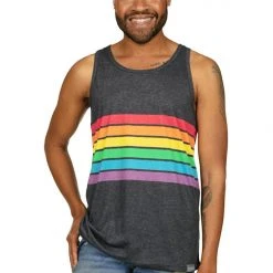 Tipsy Elves Charcoal Rainbow All The Way Tank Top - Men's Cut 9 Tipsy Elves Charcoal Rainbow All The Way Tank Top - Men's Cut