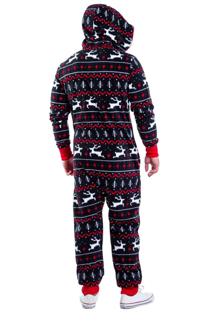 Tipsy Elves Men's Black And Red Fair Isle Jumpsuit 5 Tipsy Elves Men's Black And Red Fair Isle Jumpsuit