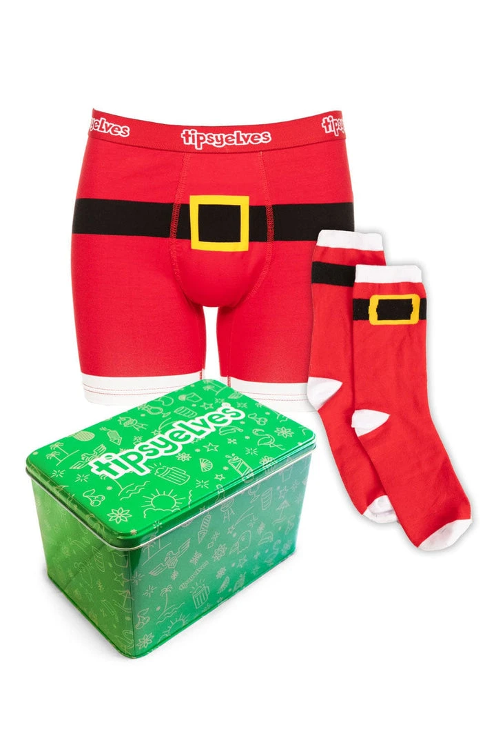 Tipsy Elves Men's Santa Claus Boxers & Socks Gift Set 3 Tipsy Elves Men's Santa Claus Boxers & Socks Gift Set