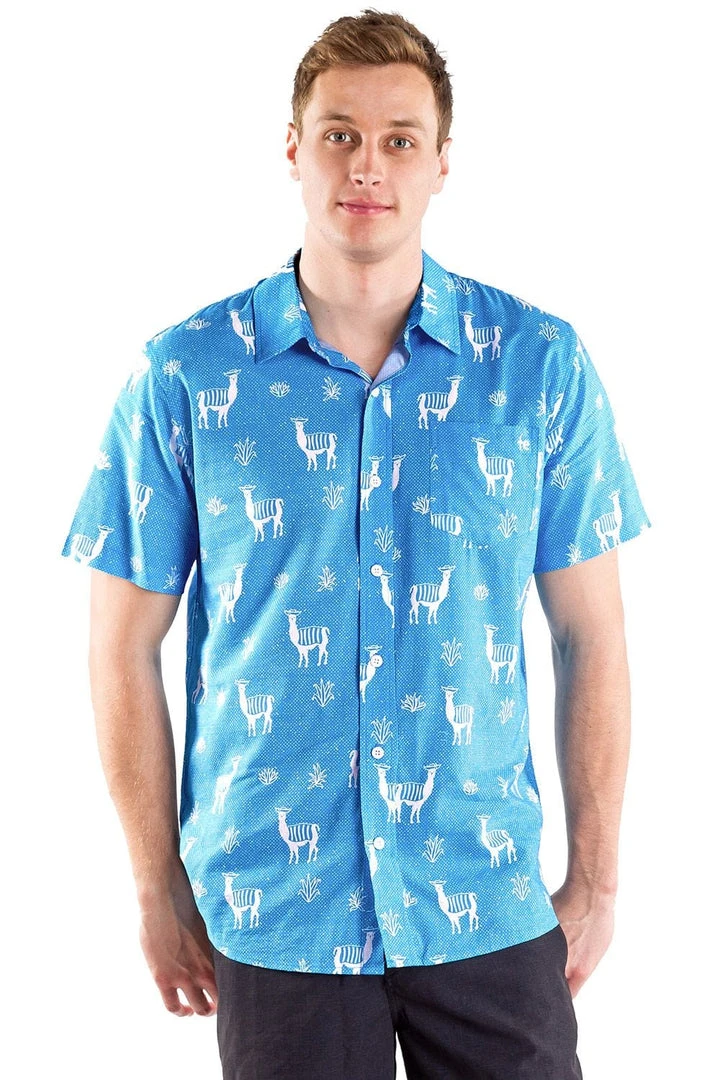 Tipsy Elves Spring Men's No Drama Llama Hawaiian Shirt 4 Tipsy Elves Spring Men's No Drama Llama Hawaiian Shirt