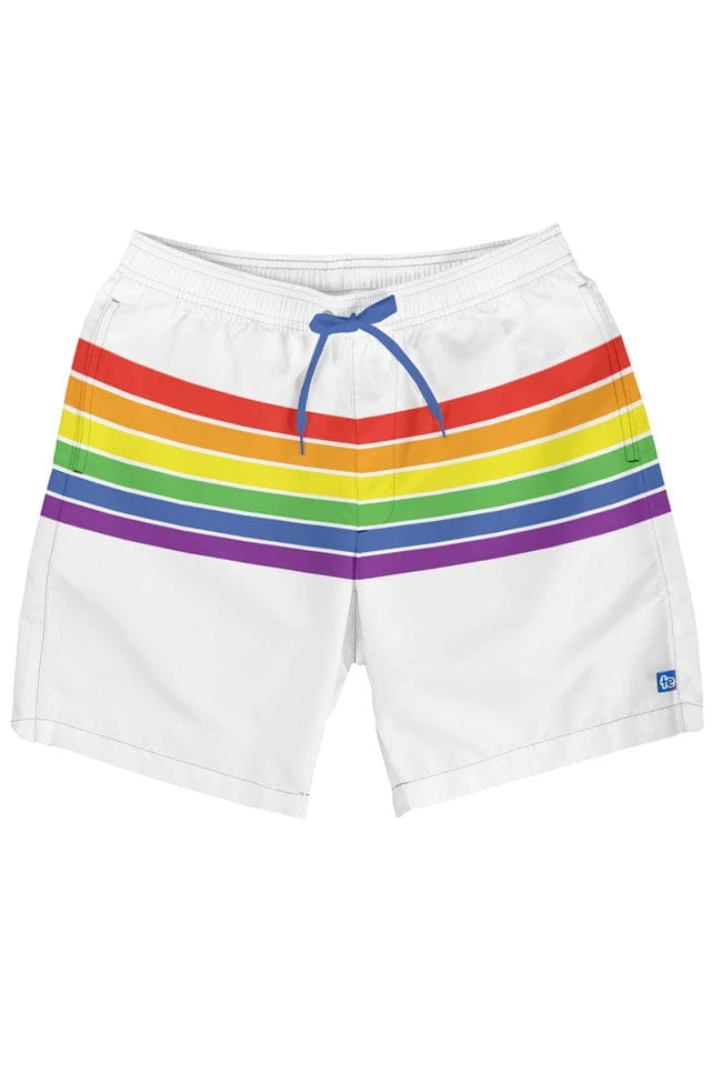 Tipsy Elves White Rainbow Swim Trunks 3 Tipsy Elves White Rainbow Swim Trunks