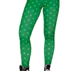 Tipsy Elves Women Green Clover Leggings