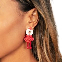 Tipsy Elves Beaded Santa Claus Earrings