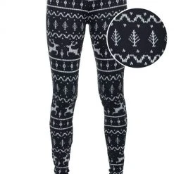 Tipsy Elves Women Black Reindeer Leggings