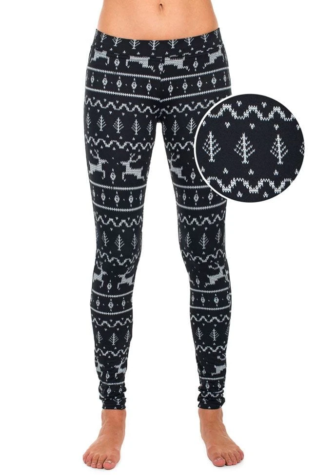 Tipsy Elves Women Black Reindeer Leggings 3 Tipsy Elves Women Black Reindeer Leggings