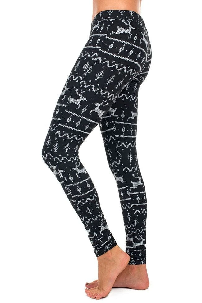Tipsy Elves Women Black Reindeer Leggings 6 Tipsy Elves Women Black Reindeer Leggings