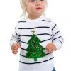 Tipsy Elves Baby / Toddler White Striped Tree Sweater 2 Tipsy Elves Baby / Toddler White Striped Tree Sweater