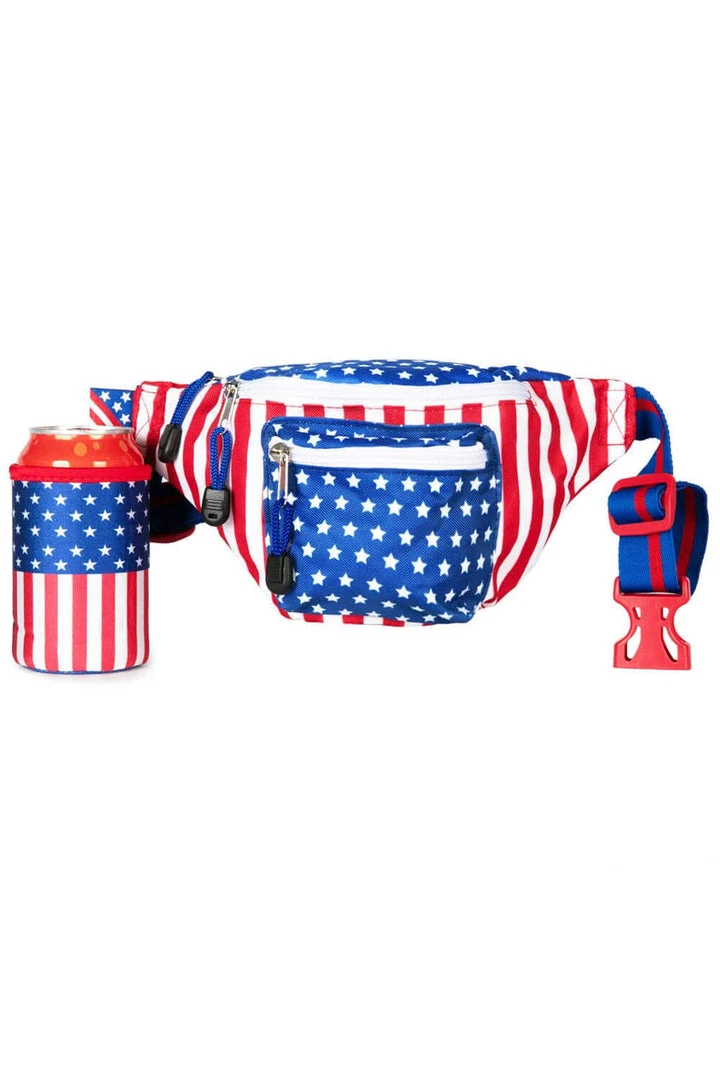 Tipsy Elves Freedom Fanny Pack W/ Drink Holder Patriotic 3 Tipsy Elves Freedom Fanny Pack W/ Drink Holder Patriotic