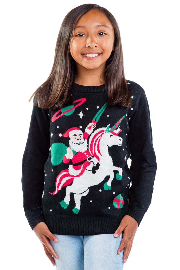 Tipsy Elves Kids & Baby Boy's / Girl's Santa Unicorn Sweater 3 Tipsy Elves Kids & Baby Boy's / Girl's Santa Unicorn Sweater