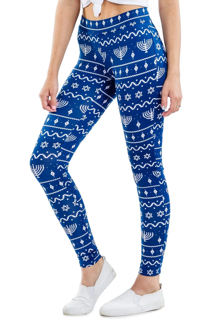Tipsy Elves Lit Menorah Hanukkah Leggings Women 3 Tipsy Elves Lit Menorah Hanukkah Leggings Women