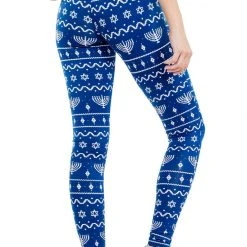 Tipsy Elves Lit Menorah Hanukkah Leggings Women 5 Tipsy Elves Lit Menorah Hanukkah Leggings Women