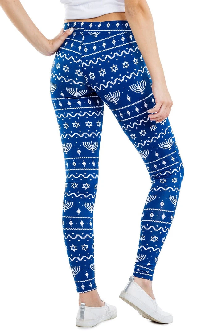 Tipsy Elves Lit Menorah Hanukkah Leggings Women 4 Tipsy Elves Lit Menorah Hanukkah Leggings Women