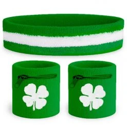 Tipsy Elves Lucky Clover Zippered Sweatband Set Holidays & Occasions