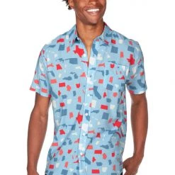 Tipsy Elves Men's All Around The USA Button Down Shirt