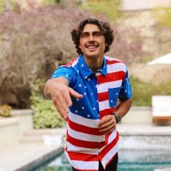 Tipsy Elves Patriotic Men's American Flag Button Down Shirt