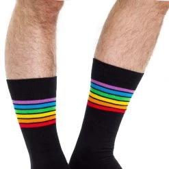 Tipsy Elves Black Rainbow Socks - Men's Cut
