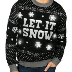 Tipsy Elves Men's Let It Snow Light Up Ugly Christmas Sweater