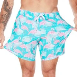 Tipsy Elves Flamingo Stretch Swim Trunks