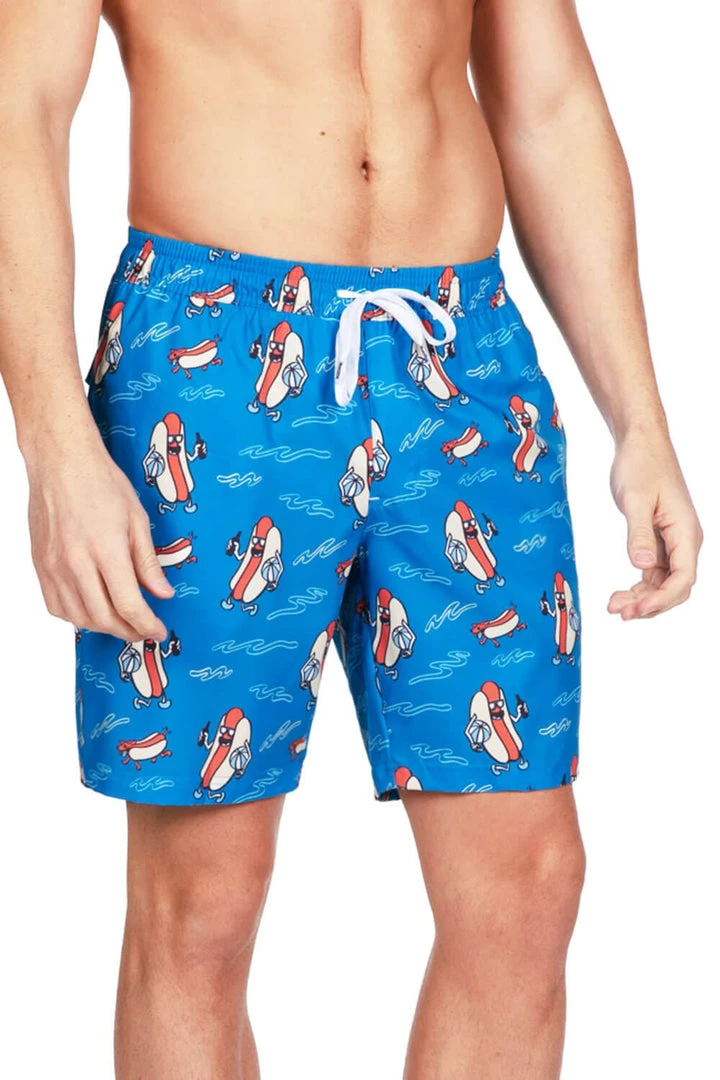 Tipsy Elves Hot Dog Diver Stretch Swim Trunks Men 7 Tipsy Elves Hot Dog Diver Stretch Swim Trunks Men