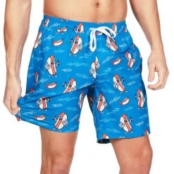 Tipsy Elves Hot Dog Diver Stretch Swim Trunks Men
