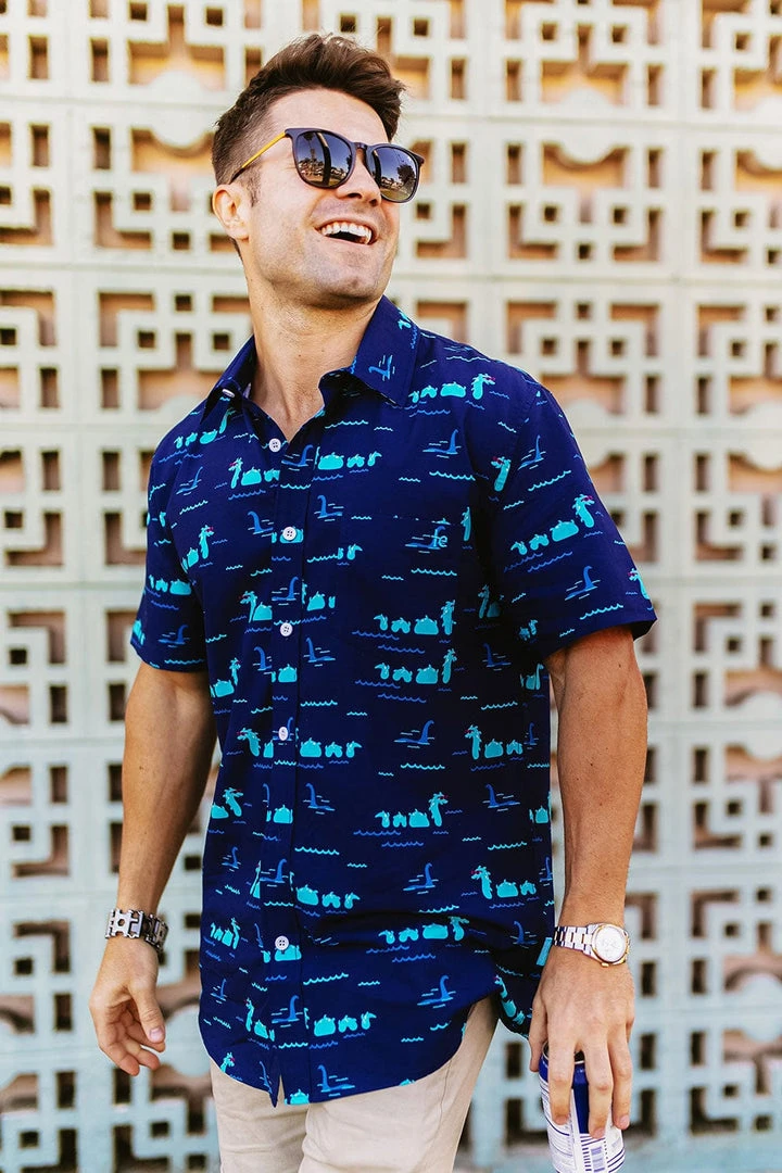 Tipsy Elves Men's Nothin' But Nessy Hawaiian Shirt 4 Tipsy Elves Men's Nothin' But Nessy Hawaiian Shirt