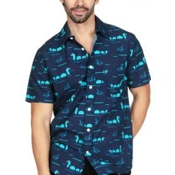 Tipsy Elves Men's Nothin' But Nessy Hawaiian Shirt 9 Tipsy Elves Men's Nothin' But Nessy Hawaiian Shirt