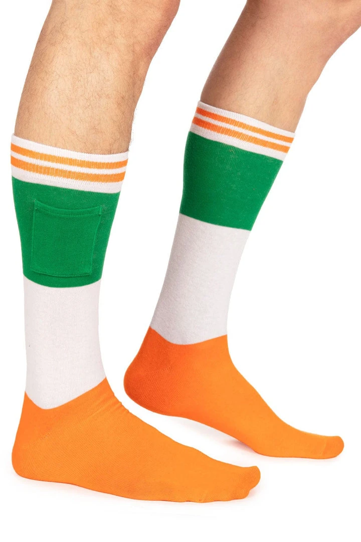 Tipsy Elves Men's Irish Flag Shot Socks With Pockets 3 Tipsy Elves Men's Irish Flag Shot Socks With Pockets