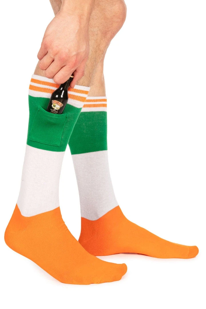 Tipsy Elves Men's Irish Flag Shot Socks With Pockets 4 Tipsy Elves Men's Irish Flag Shot Socks With Pockets