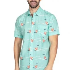 Tipsy Elves Men's Squirrel On Water Skis Hawaiian Shirt