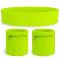 Tipsy Elves Neon Yellow Zippered Sweatband Set